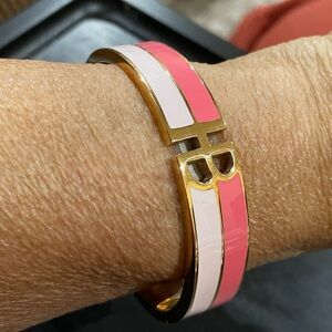 EUC Henri BENDEL two toned Pink and Gold Enamel Bracelet